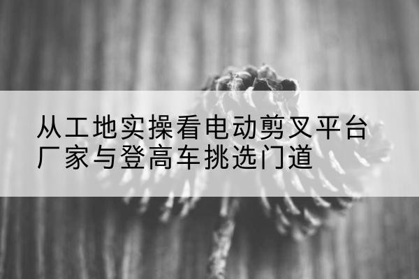 沧源电动剪叉升降平台厂家-从工地实操看电动剪叉平台厂家与登高车挑选门道